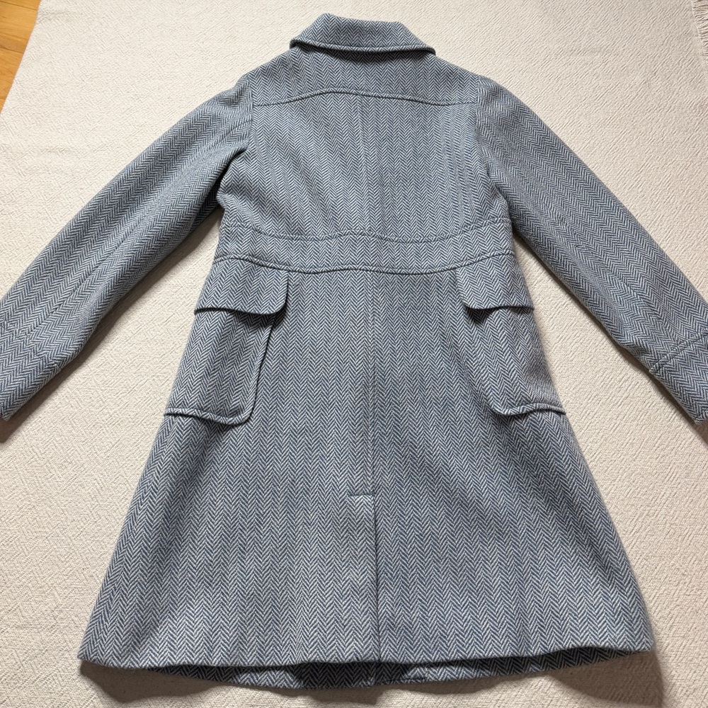 Garnet Hill Girls Herringbone Blue Wool Classic Church Coat 10 Easter Spring - Picture 9 of 9